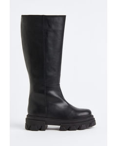 Katiuska Leather High Boot Black