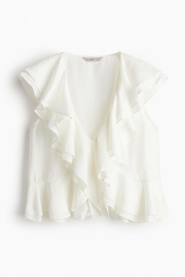 H&M Bluse mit Volants Weiß