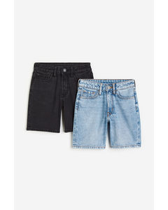 2-pack Denim Shorts Light Denim Blue/black