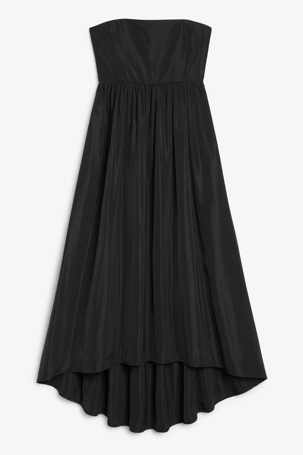 Monki Black Bandeau Midi Dress With Tie Detail Black