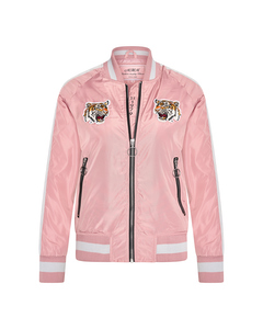 Mhm Fashion Bomber Jacket Tiger Heads Zwart Lyserod