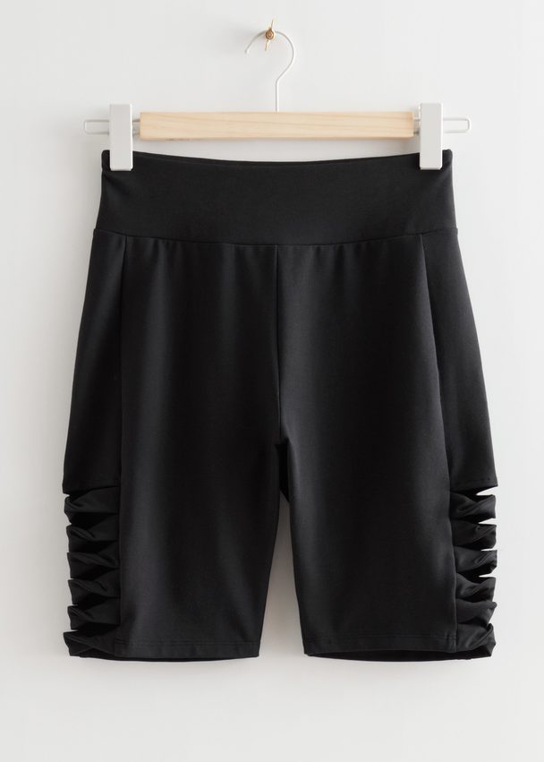 & Other Stories Cut-out Biker Shorts Black