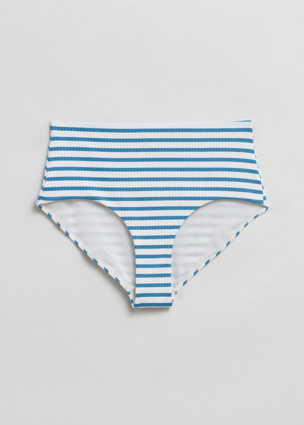 & Other Stories Ribbed Bikini Bottoms Dusty Blue/egret