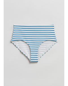 Gerippte Bikinihose Taubenblau/Silberweiß