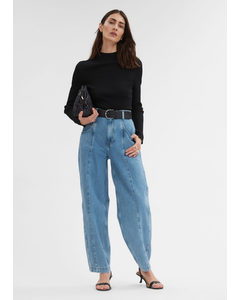 High-Waist-Jeans mit Barrel-Bein Hellblau