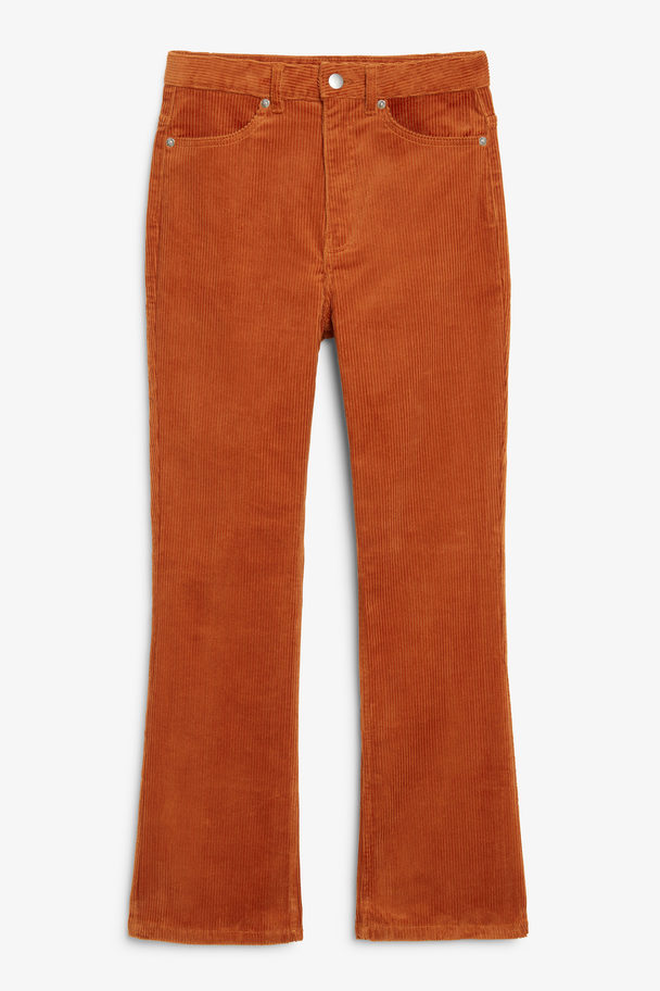 Monki Corduroy Trousers Flared Leg Burnt Orange Burnt Orange