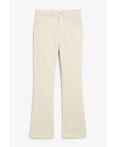 High Waisted Corduroy Trousers White
