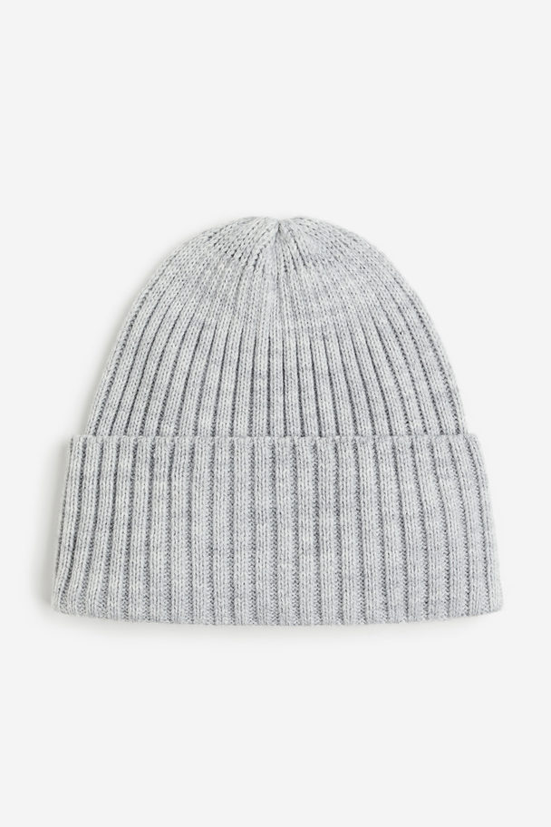H&M Rib-knit Hat Light Grey