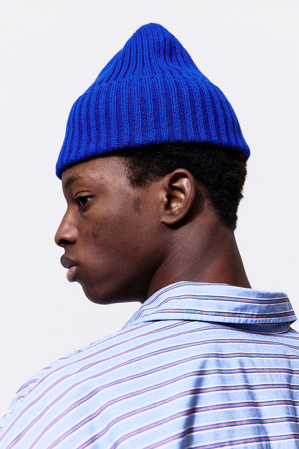H&M Rib-knit Hat Bright Blue