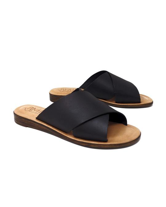 Misu Kaishawn Flat Sandal In Black Leather