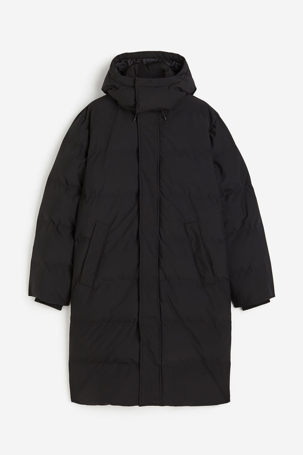 H&M Regular Fit Long Puffer Jacket Black