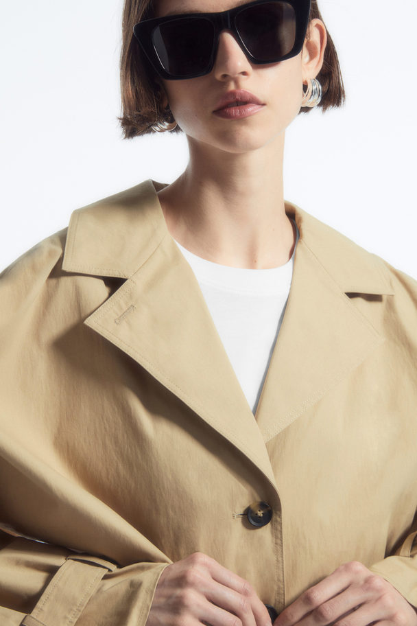 COS Cropped Hybrid Trench Coat Beige