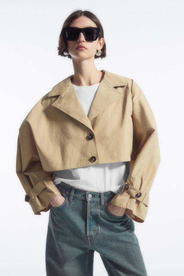 COS Cropped Hybrid Trench Coat Beige