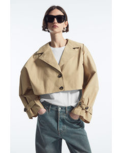 Cropped Hybrid Trench Coat Beige