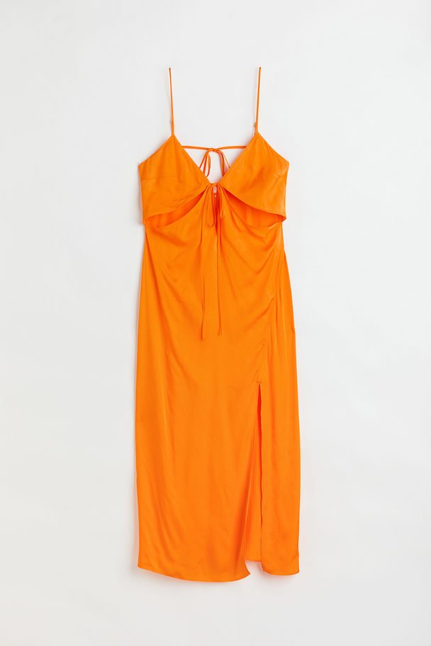H&M V-neck Cut-out Dress Orange
