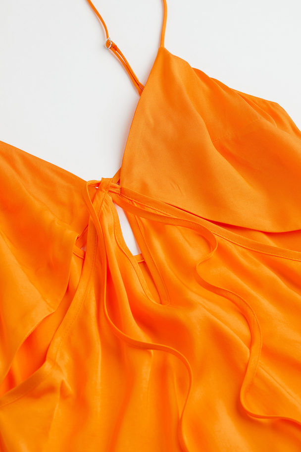 H&M V-neck Cut-out Dress Orange
