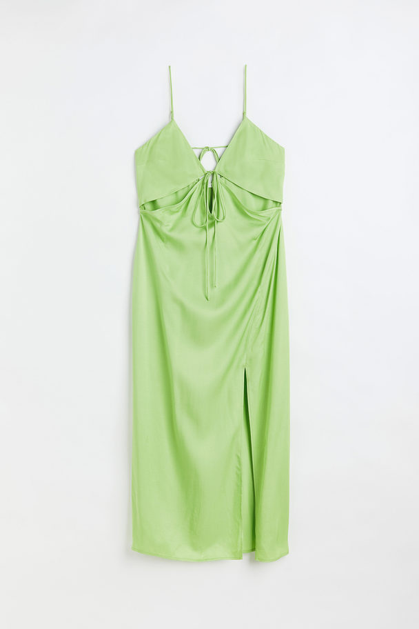 H&M V-ringad Cut Out-klänning Limegrön