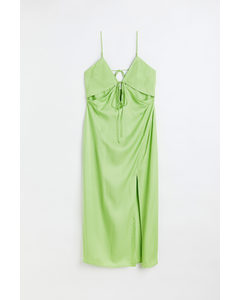 V-neck Cut-out Dress Lime Green