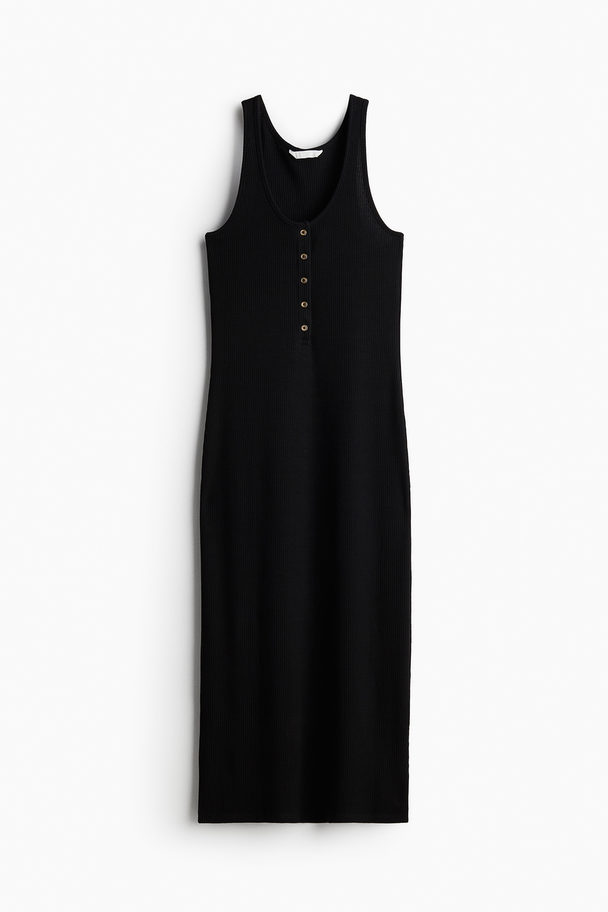 H&M Button-top Jersey Dress Black