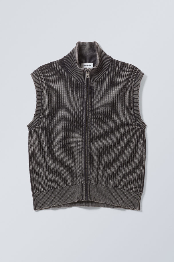 Weekday Marwin Zipped Vest Washed Black