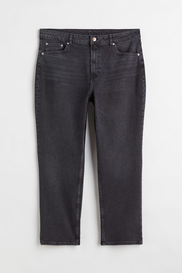 H&M Slim Straight High Ankle Jeans Dark Denim Grey