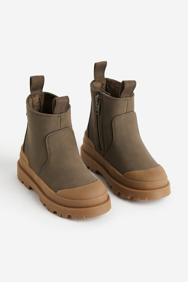 H&M Waterproof Chelsea Boots Khaki Green