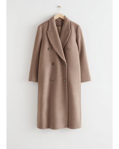 Boxy Double Breasted Coat Beige