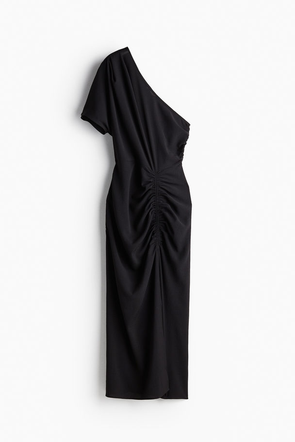 H&M Drapiertes One-Shoulder-Kleid Schwarz