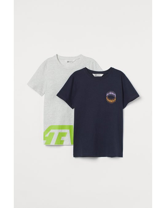 H&M 2-pack Cotton T-shirts Navy Blue/forevs