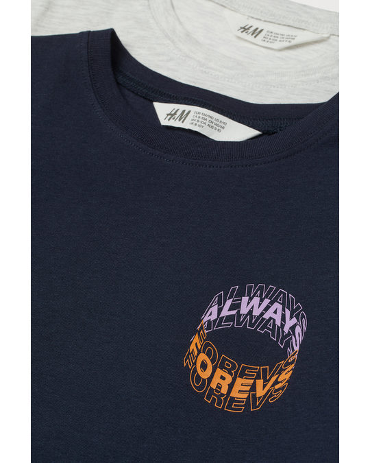 H&M 2-pack Cotton T-shirts Navy Blue/forevs