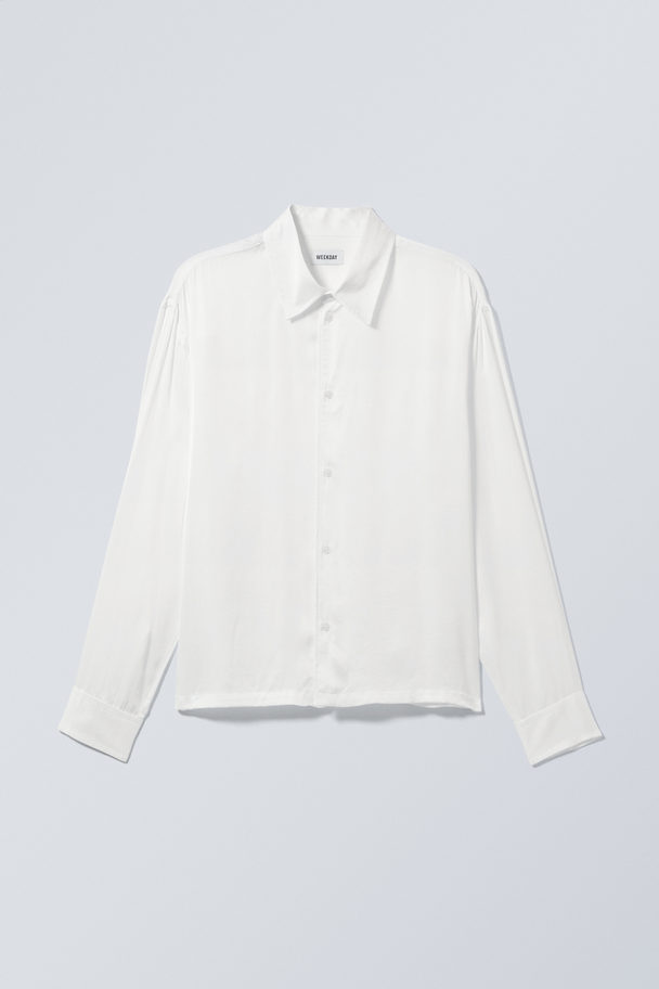 Weekday Oversized Boxy Shiny Shirt White