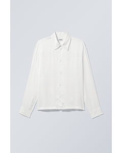 Oversized Boxy Skinnende Skjorte Hvid