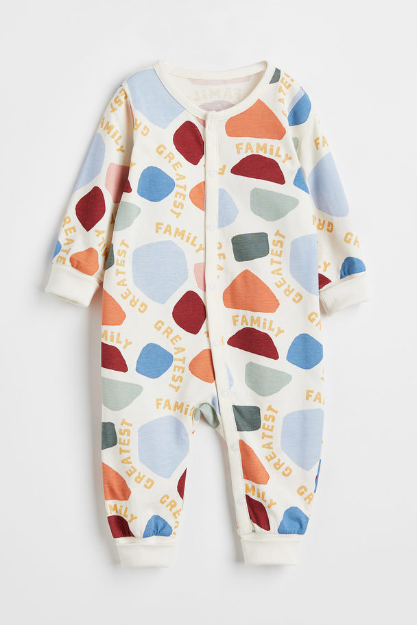 H&M Katoenen Pyjama Met Print Gebroken Wit/dessin