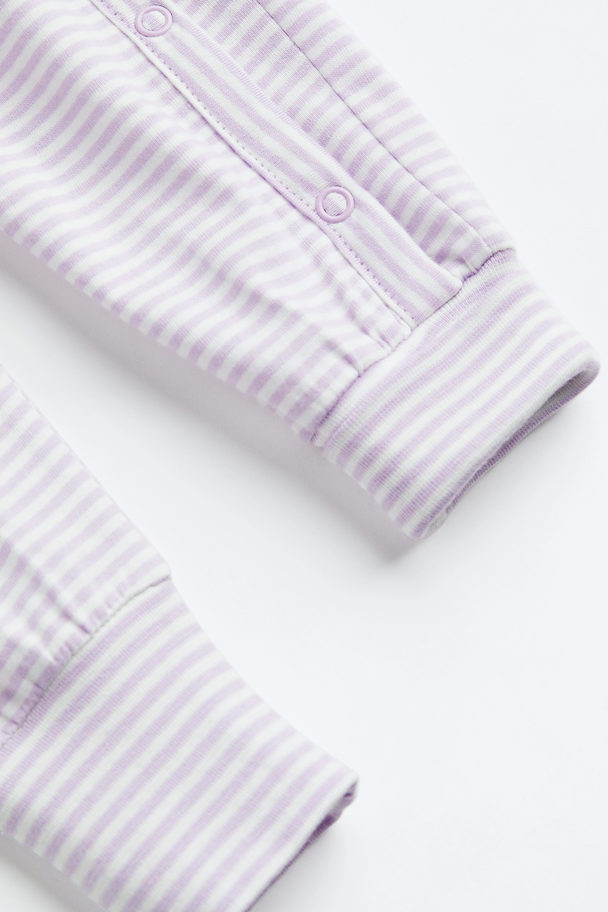 H&M Printed Cotton Pyjamas Light Purple/best Sister