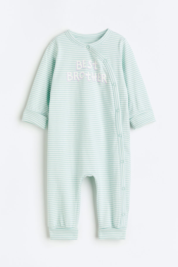 H&M Printed Cotton Pyjamas Light Green/best Brother