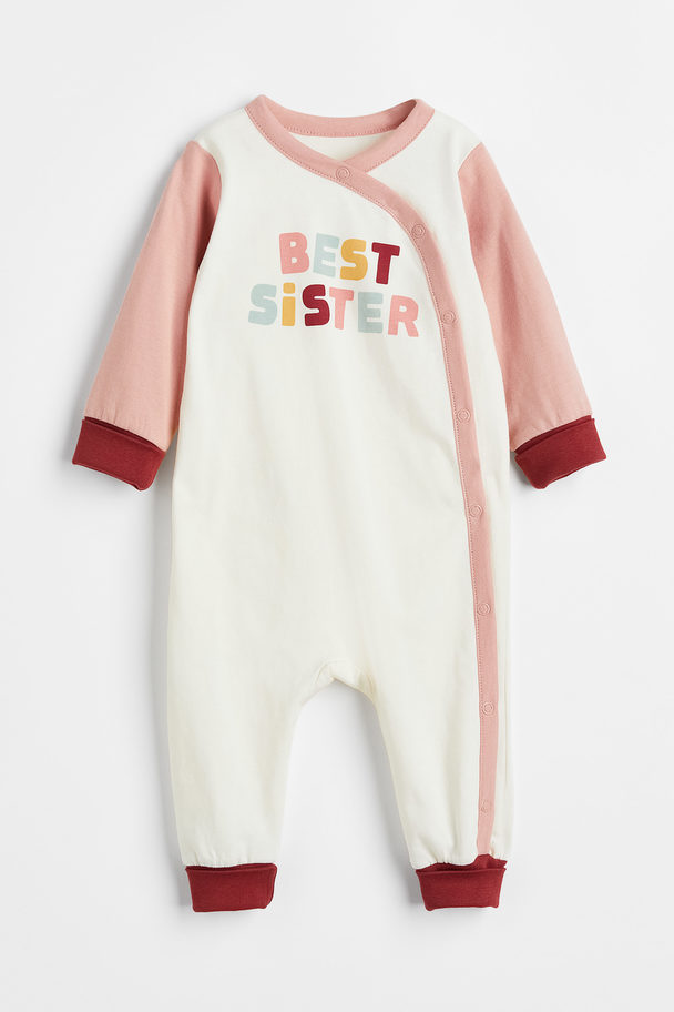 H&M Printed Cotton Pyjamas Powder Pink/best Sister