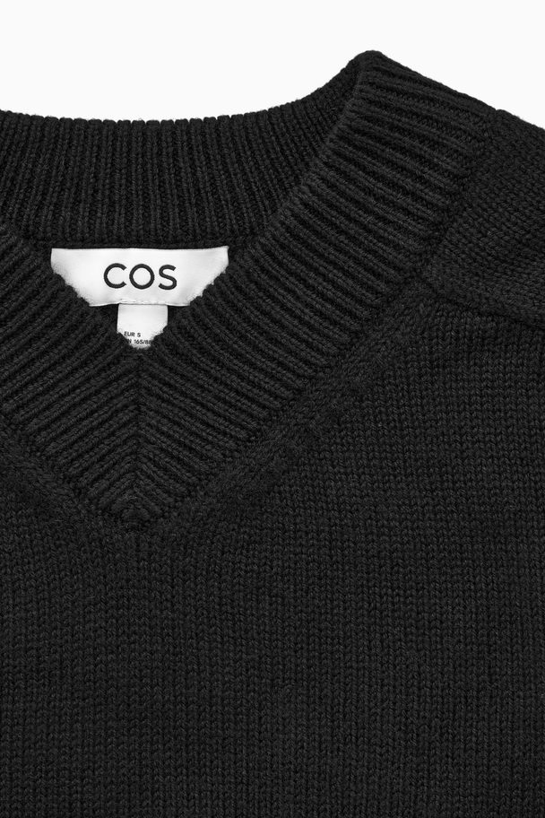 COS V-neck Merino Wool Jumper Black