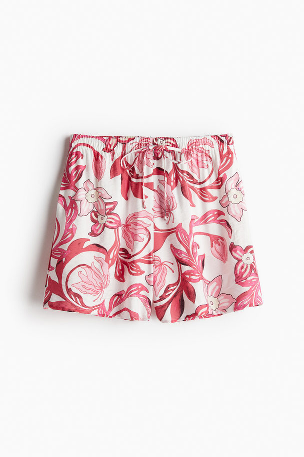 H&M Schlupfshorts Weiß/Rosa geblümt