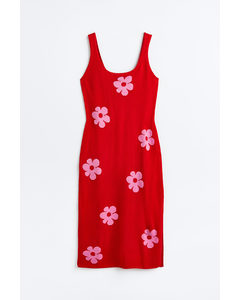 H&m+ Knitted Dress Red/floral