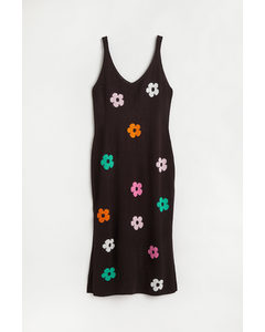 H&m+ Knitted Dress Black/floral