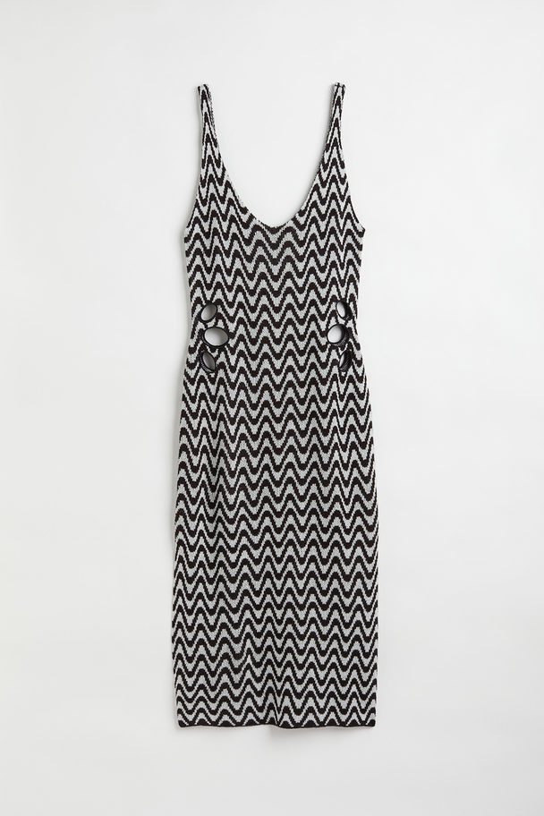 H&M H&m+ Knitted Dress Black/patterned