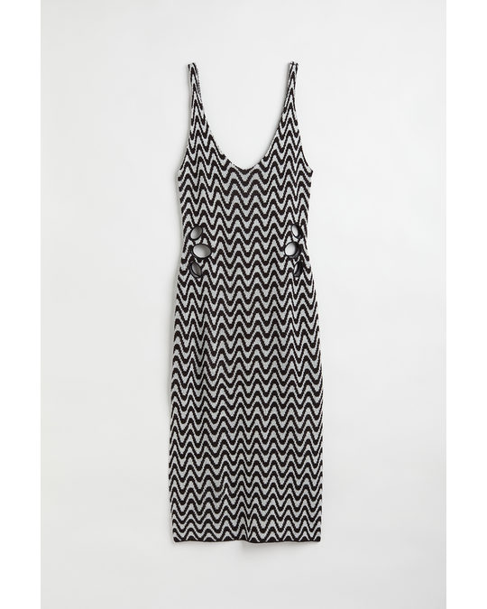 H&M H&m+ Knitted Dress Black/patterned