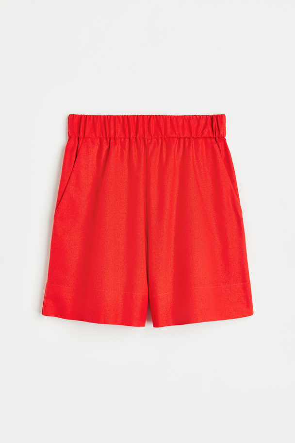 H&M Mulberry Silk Pull-on Shorts Bright Red