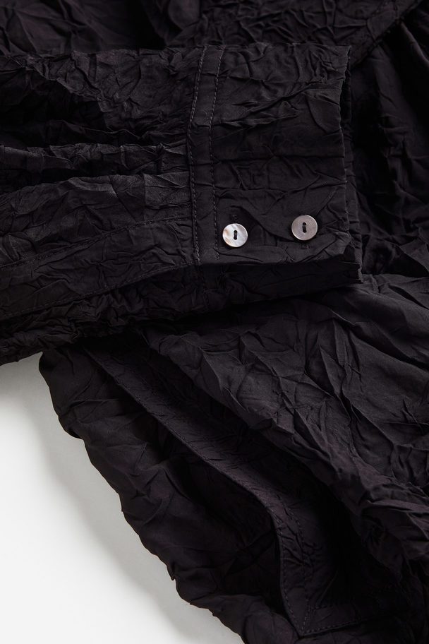 H&M Structuurgeweven Overslagjurk Zwart