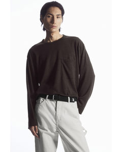 Wool-blend Long-sleeved T-shirt Dark Brown Mélange