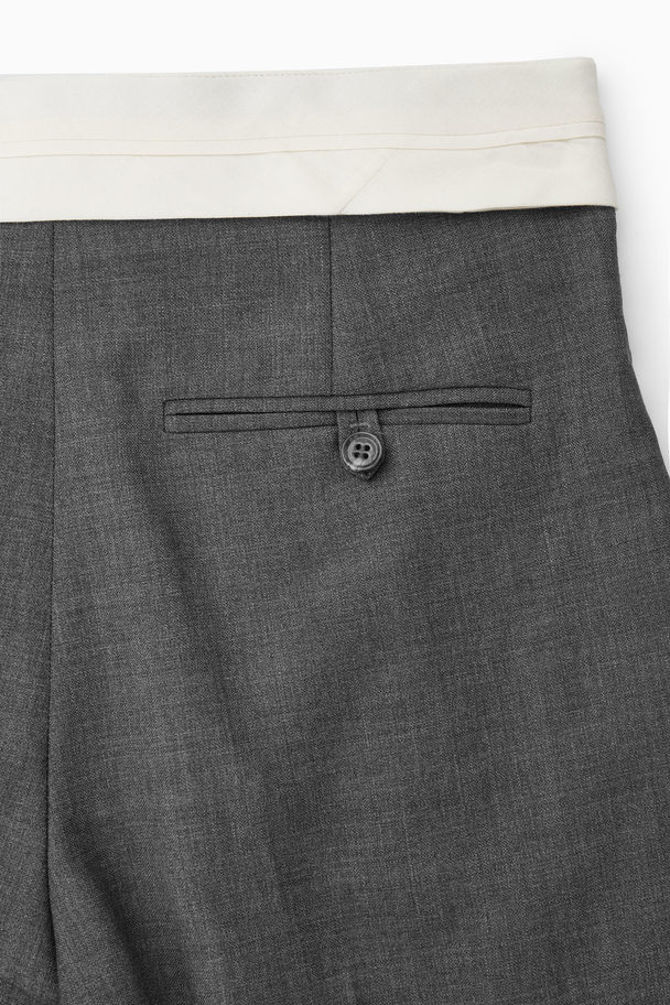 COS Deconstructed Wide-leg Wool Trousers Dark Grey