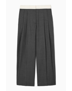 Deconstructed Wide-leg Wool Trousers Dark Grey