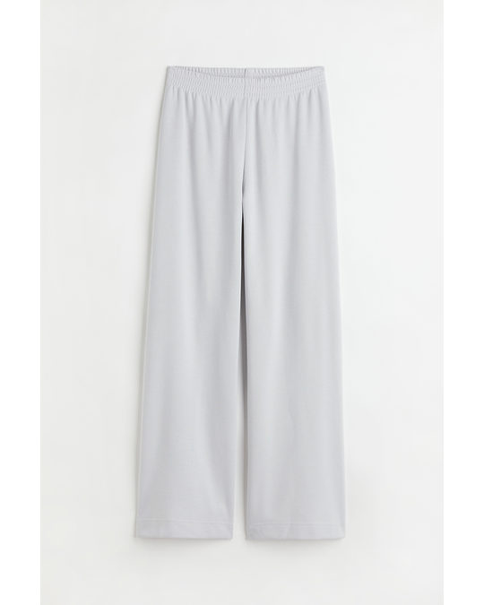 H&M Straight Jersey Trousers Light Grey