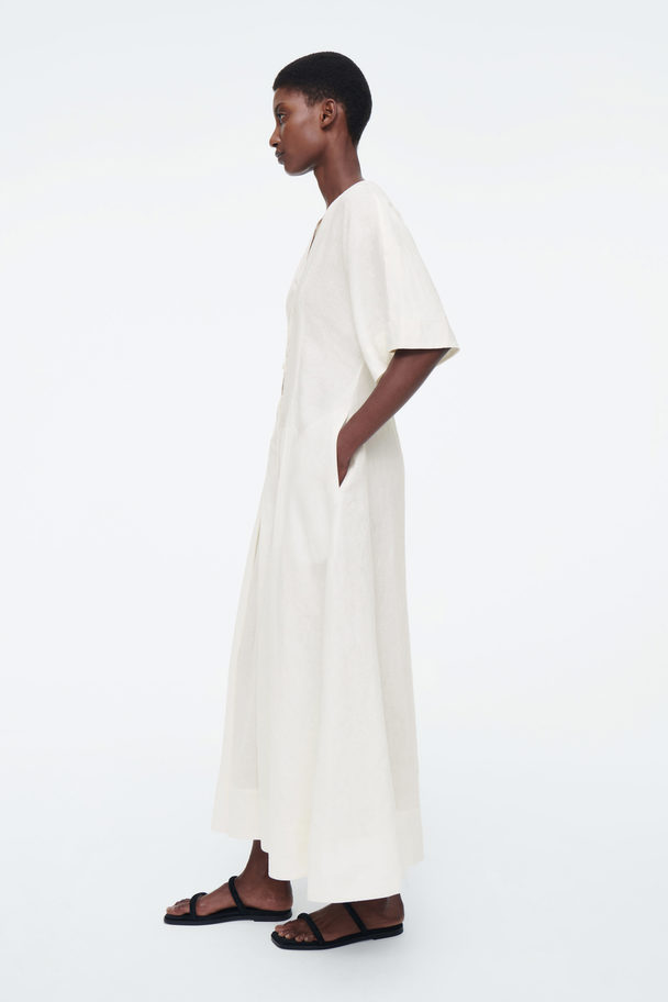 COS Pleated A-line Midi Shirt Dress White