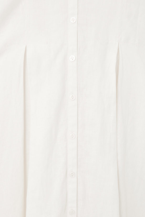 COS Pleated A-line Midi Shirt Dress White